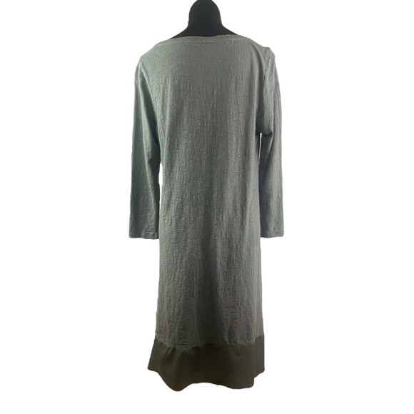 Soft Surroundings Starlight Shift Sequin Midi Dress 3/4 Sleeve Dark Olive Grey M - Picture 4 of 16